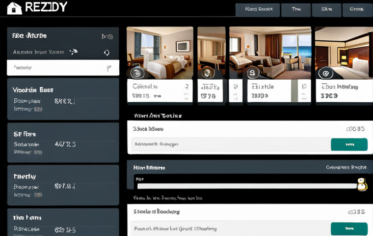 **
Centralized booking system interface displaying hotel, activity, and tour options. Clean, organized layout. Modern design with search bar and filter options. Consider "Rezdy" or "FareHarbor" style.
**